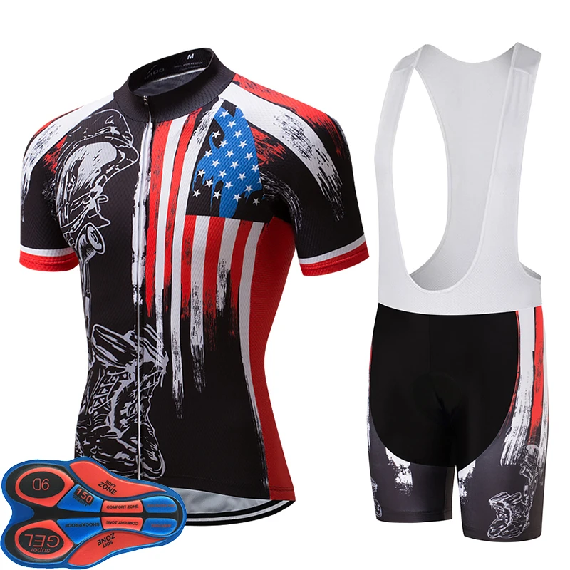 RÝCHLOSŤ ŠPIČKOVÝ Cyklistický Dres Mtb Oblečenie Tričko Zariadenia Cycling team Krátky Rukáv Nastaviť USA Jersey Stil Amerikanische Flagge Čierna 2