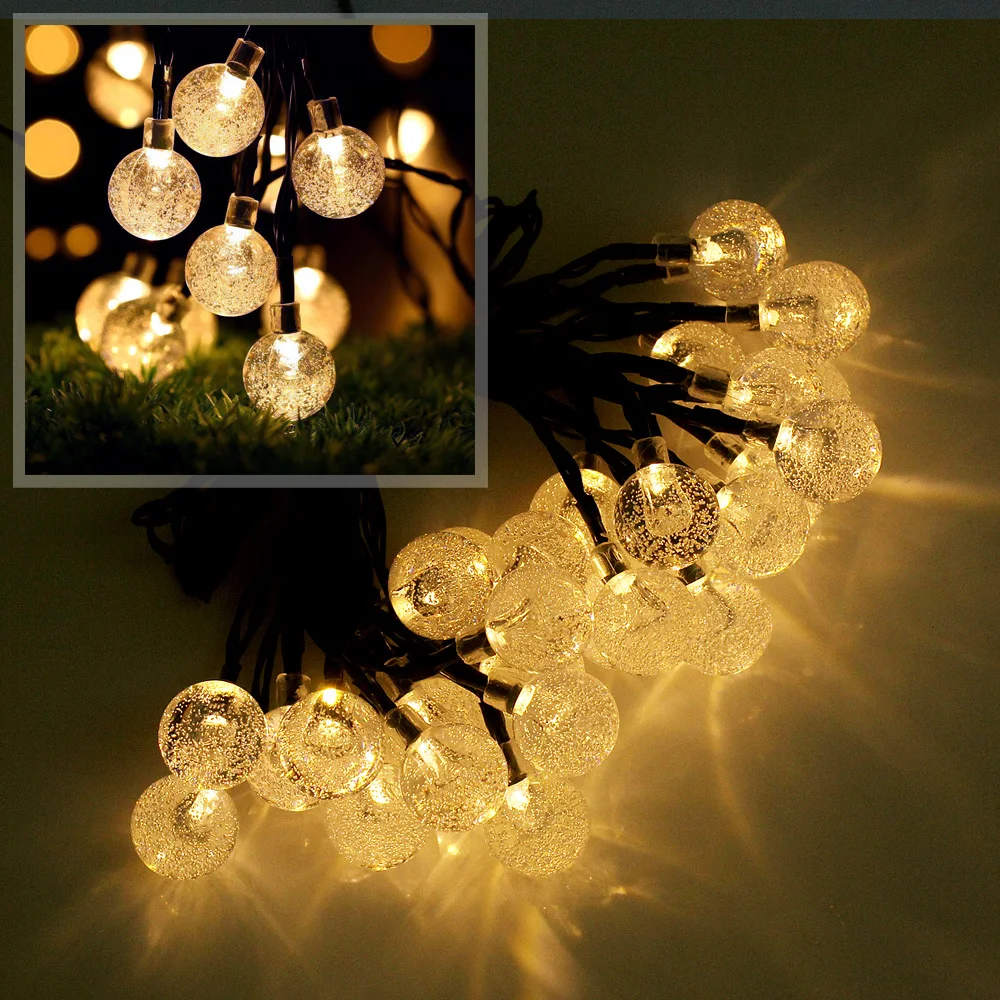 5M 6M Solárne Lampy String Loptu LED Vonkajšie Svetlo Flash Nepremokavé Víla Garland Svetlo Pre Záhradné Domov Vianoce Svadobné Dekorácie 5