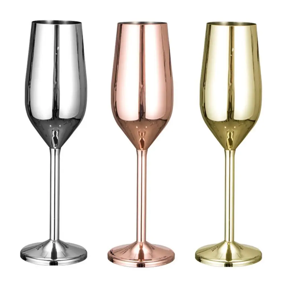 Ocele Pohár Šampanského Vína Sklo Cocktail Glass Sklo Reštaurácia Fire Gold Tvorivé Rose Bar Víno Kovové H2Q8 3