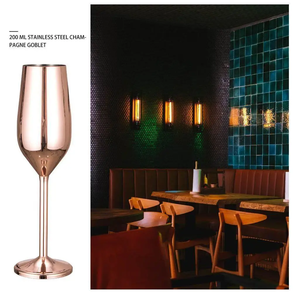 Ocele Pohár Šampanského Vína Sklo Cocktail Glass Sklo Reštaurácia Fire Gold Tvorivé Rose Bar Víno Kovové H2Q8 4
