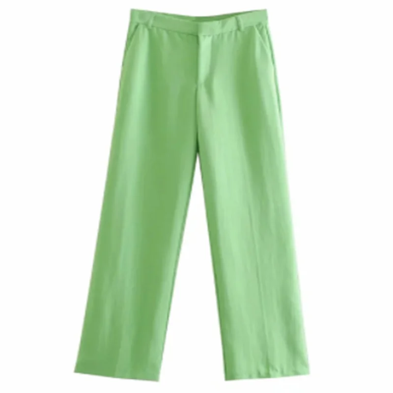 Za Oblek Dámy 2021 Solid Farba Zelená Kancelária Bežné Dlhý Rukáv Prímestských Vrecká Na Zips, Módne Elegantný Oblek Dámy 2