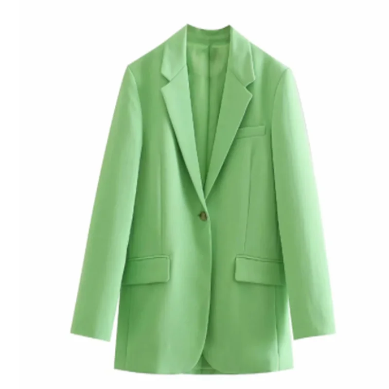 Za Oblek Dámy 2021 Solid Farba Zelená Kancelária Bežné Dlhý Rukáv Prímestských Vrecká Na Zips, Módne Elegantný Oblek Dámy 3