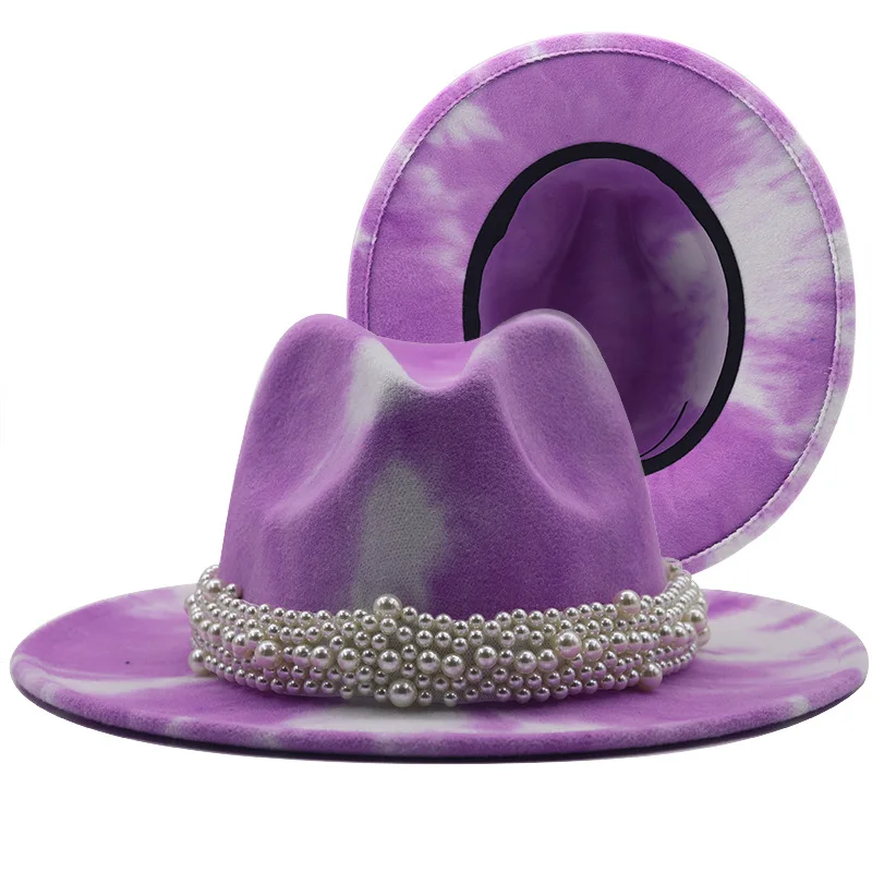 Kráľovská modrá fedoras klobúk Panama plstený klobúk pre ženy jazz klobúk fedora klobúk tráva zelená ženy fedoras šišku reťazca ženy čiapky 5