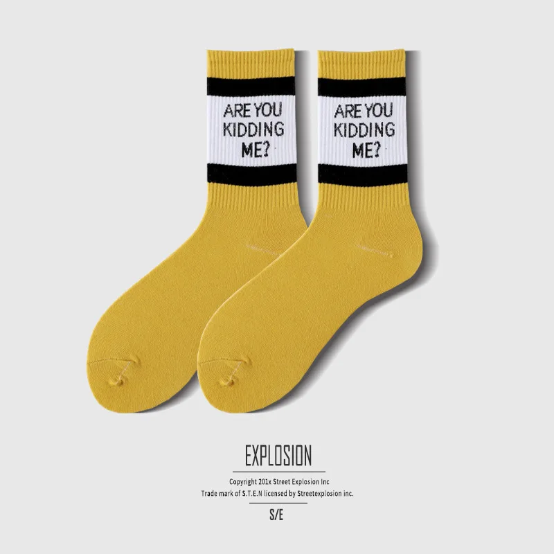Bavlnené Športové Ponožky Street Fashion Značky Osobnosti Harajuku Kórejský Štýl Abecedy Ponožky Uprostred Trubice Skateboard Trendy Ponožky 0