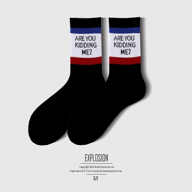 Bavlnené Športové Ponožky Street Fashion Značky Osobnosti Harajuku Kórejský Štýl Abecedy Ponožky Uprostred Trubice Skateboard Trendy Ponožky 1