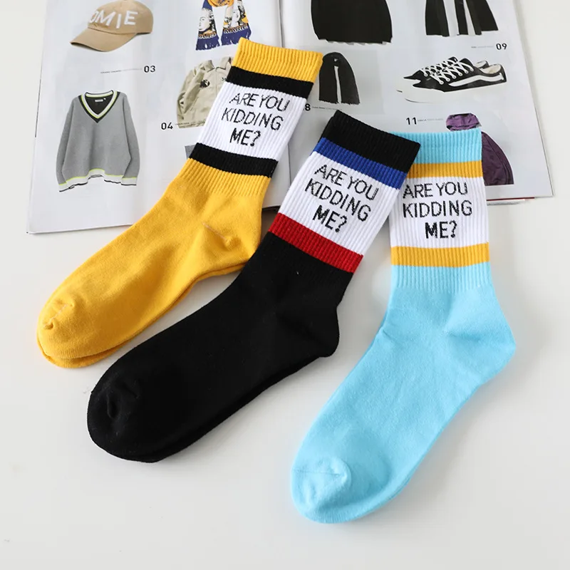 Bavlnené Športové Ponožky Street Fashion Značky Osobnosti Harajuku Kórejský Štýl Abecedy Ponožky Uprostred Trubice Skateboard Trendy Ponožky 5