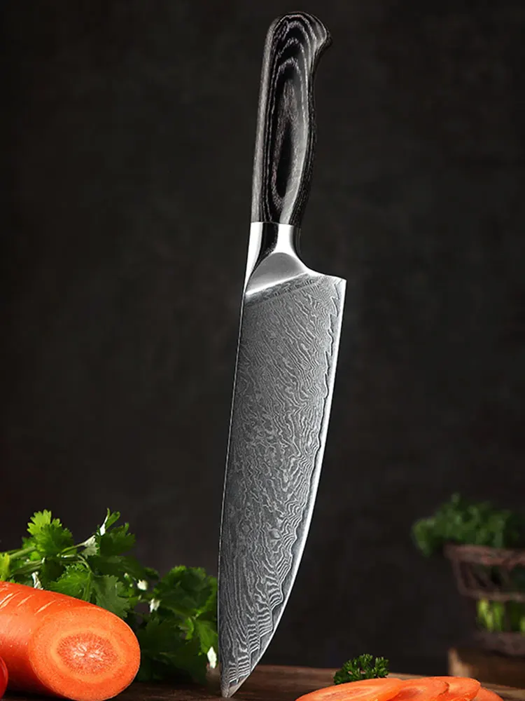 Nové Kuchynské Nože-Sada Damasku Ocele VG10 Kuchár Nôž, Sekáčik Frézovanie Nôž na Chlieb Modrá Živice a Farba Dreva Zvládnuť Varenie Nástroj 2