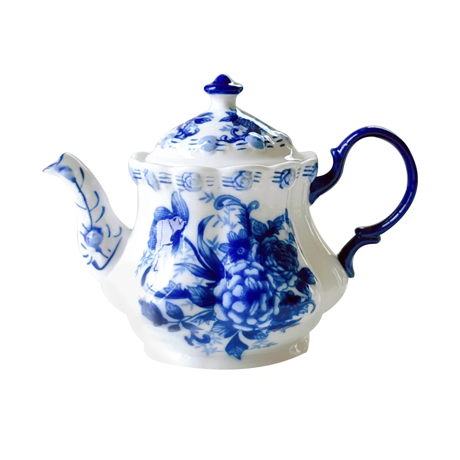 Keramické misky modrý a biely čaj nastaviť openwork doska starožitný porcelán cukru, misa, váza tanier dezertný hrnček, tanier popoludní kanvica 3