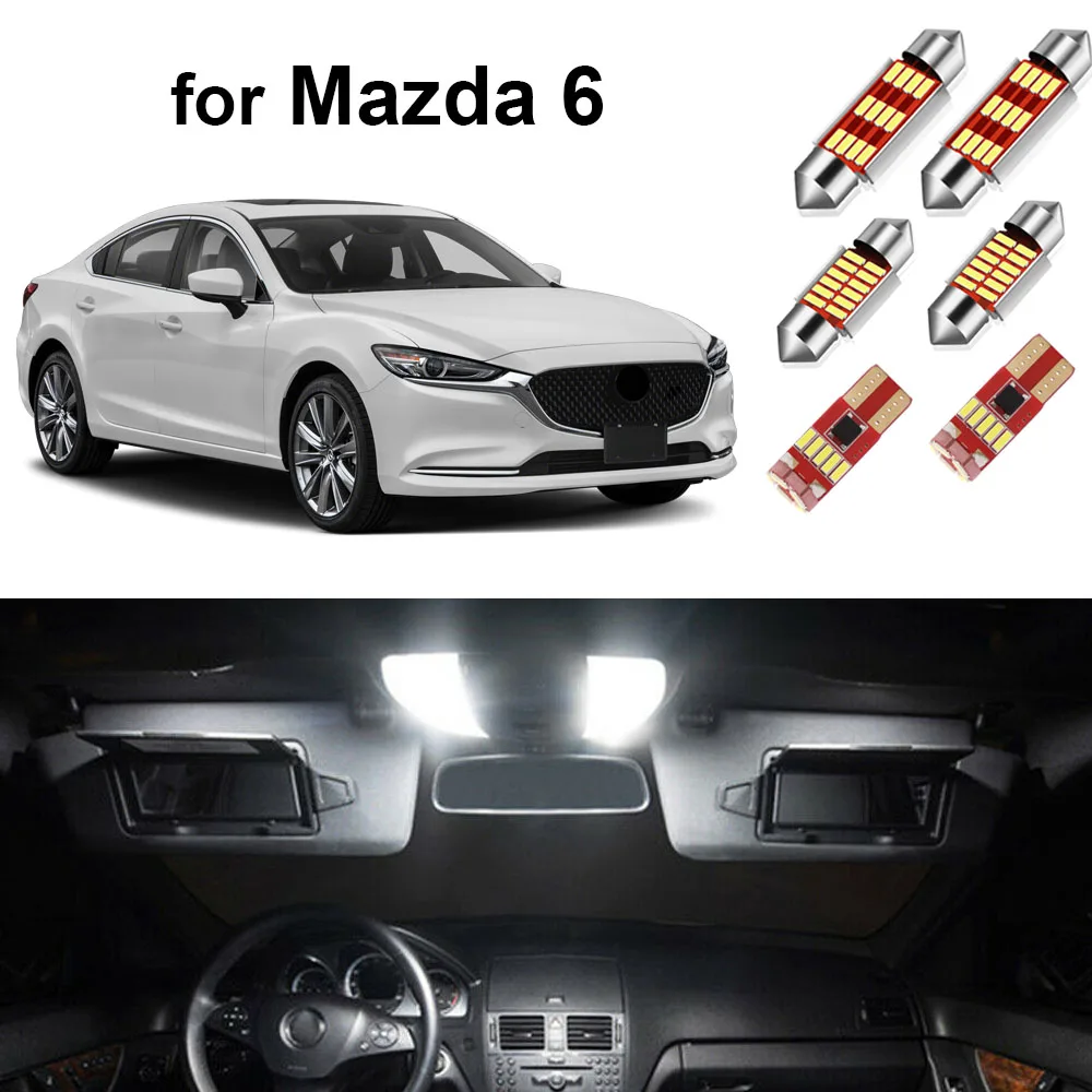 Canbus Interiérové LED Svetla Kit Pre Mazda 6 GG GH GJ GL Sedan Poklop 2003- 2017 2018 2019 2020 LED Dome Mapu špz Blub 5