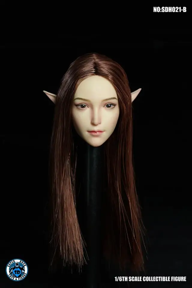 SUPER DUCK 1/6 SDH021 Strieborné Vlasy Víla Lady hlavu sculpt s 2 páry uší E B Pre bledú pokožku tela obrázok 4
