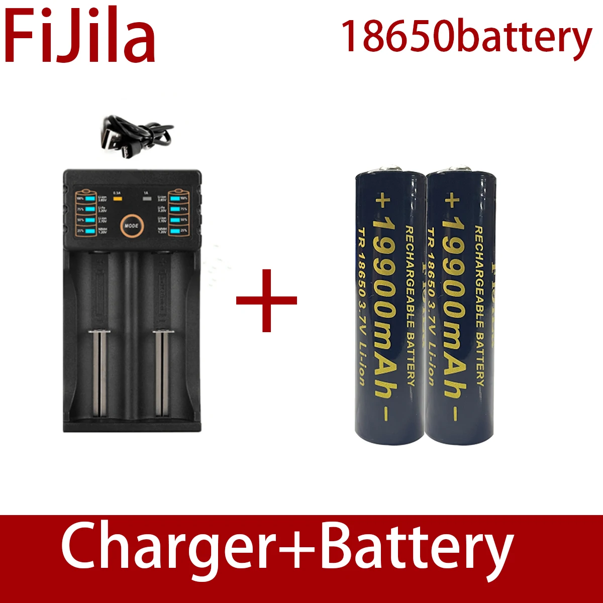 Nový 18650 Lítiové Batérie Baterka 18650 Nabíjateľná Batéria 3,7 V 19900 Mah pre Baterka + nabíjačka 2