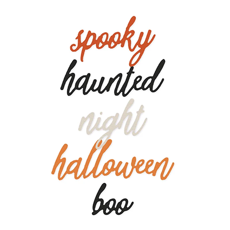 2020 Nové anglické Slová Halloween Strašidelné Noci Straší Boo Rezanie Kovov Zomrie Pre DIY Robiť Pohľadnice Scrapbooking Bez Pečiatky 0
