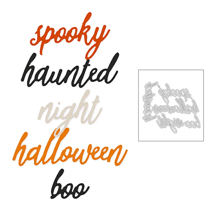 2020 Nové anglické Slová Halloween Strašidelné Noci Straší Boo Rezanie Kovov Zomrie Pre DIY Robiť Pohľadnice Scrapbooking Bez Pečiatky 1