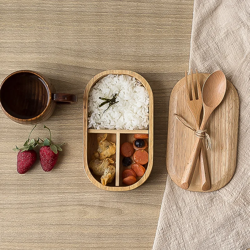 Japonský drevené lunch box pre dubové prenosné sushi piknik bento box kontajner občerstvenia kuchyňa Nepresakuje 2
