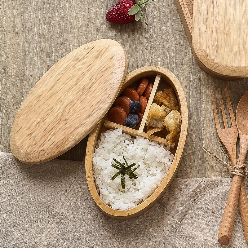 Japonský drevené lunch box pre dubové prenosné sushi piknik bento box kontajner občerstvenia kuchyňa Nepresakuje 5