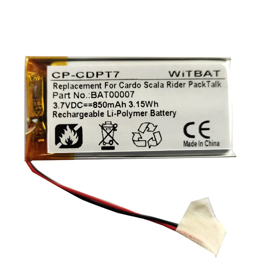 3,7 V Batéria 850mAh pre Cardo Scala Rider PackTalk BAT00007 Bluetooth Headset Batéria Li-pol Nabíjateľná Akumulátor 4