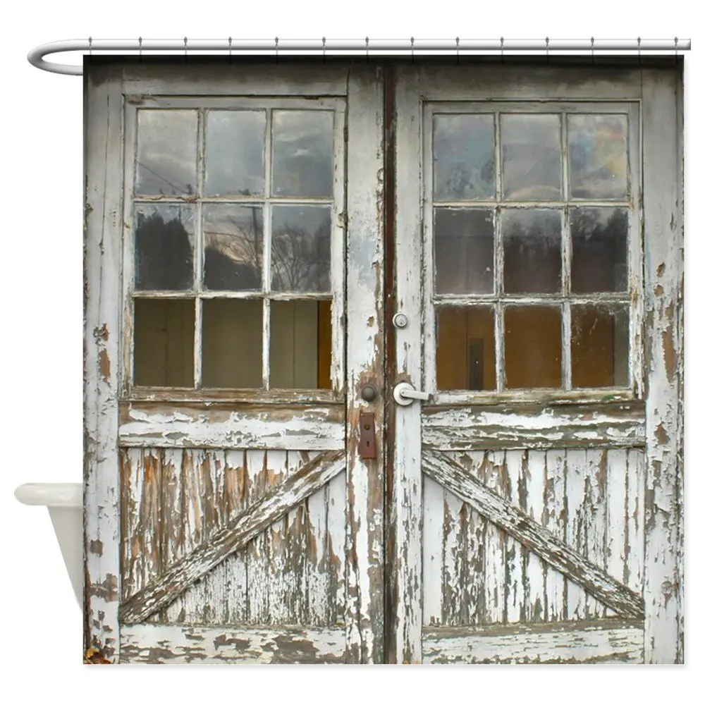 Vintage Staré Drevené Dvere Sprchový Záves Dekoratívne Nepremokavé Kúpeľňa Opony Anti-peeping Vaňa Zatmenie Obrazovke Dvere Vaňa Dekor 0