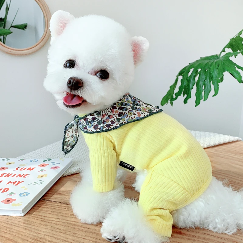 Roztomilý Kvetinový Šátek Psie Oblečenie Jumpsuit Pyžamo Šteniatko Malého Psa Kostým Trakmi, Yorkshire Pomeranian, Bradáče, Pudel Oblečenie 1