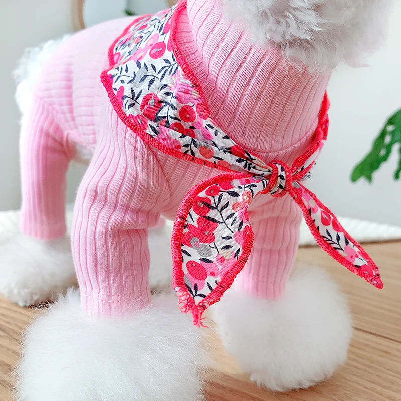 Roztomilý Kvetinový Šátek Psie Oblečenie Jumpsuit Pyžamo Šteniatko Malého Psa Kostým Trakmi, Yorkshire Pomeranian, Bradáče, Pudel Oblečenie 2