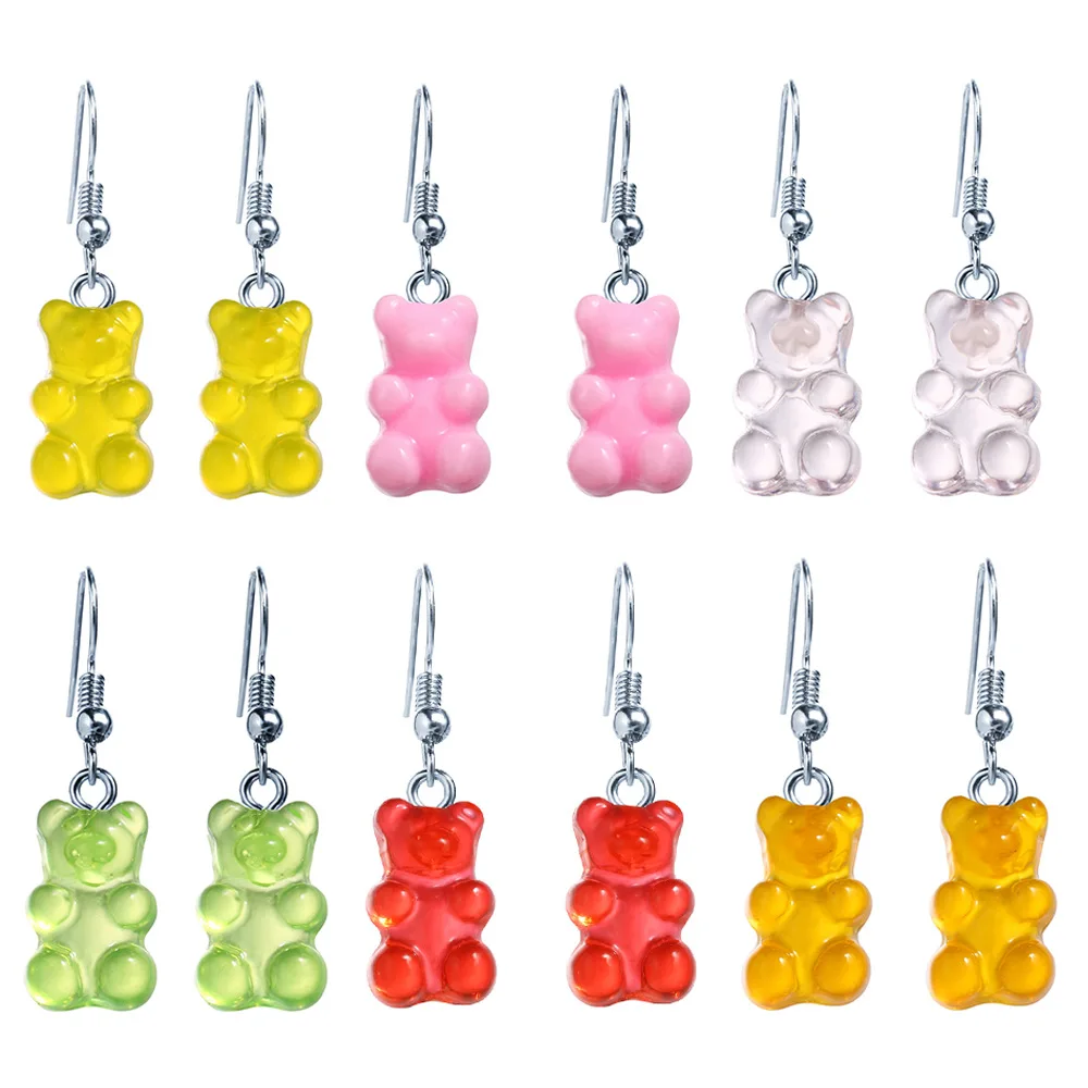 2021 nové módne transparentné candy farby Medveď Náušnice tvorivé retro jednoduché medveď lady náušnice, šperky, doplnky, veľkoobchod 1