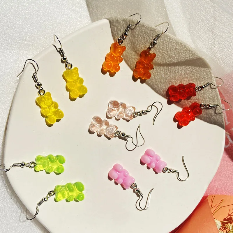 2021 nové módne transparentné candy farby Medveď Náušnice tvorivé retro jednoduché medveď lady náušnice, šperky, doplnky, veľkoobchod 2