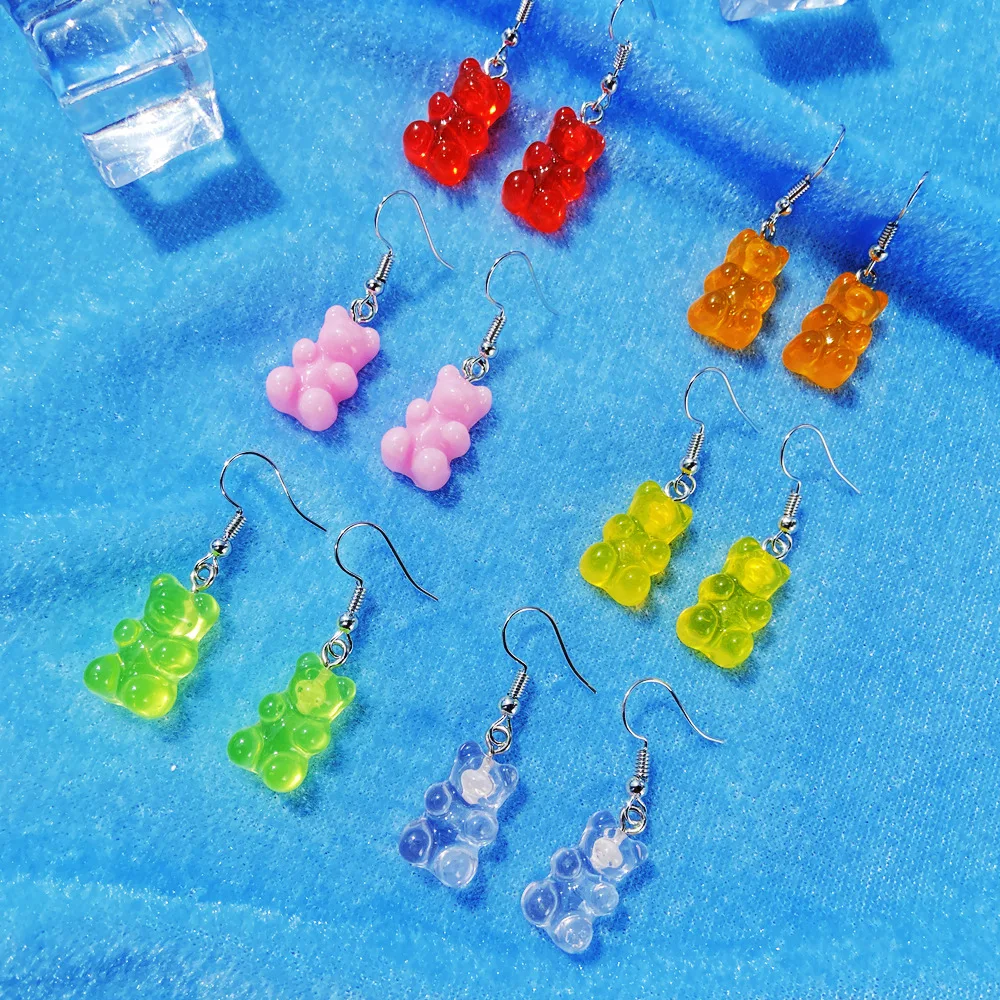 2021 nové módne transparentné candy farby Medveď Náušnice tvorivé retro jednoduché medveď lady náušnice, šperky, doplnky, veľkoobchod 3
