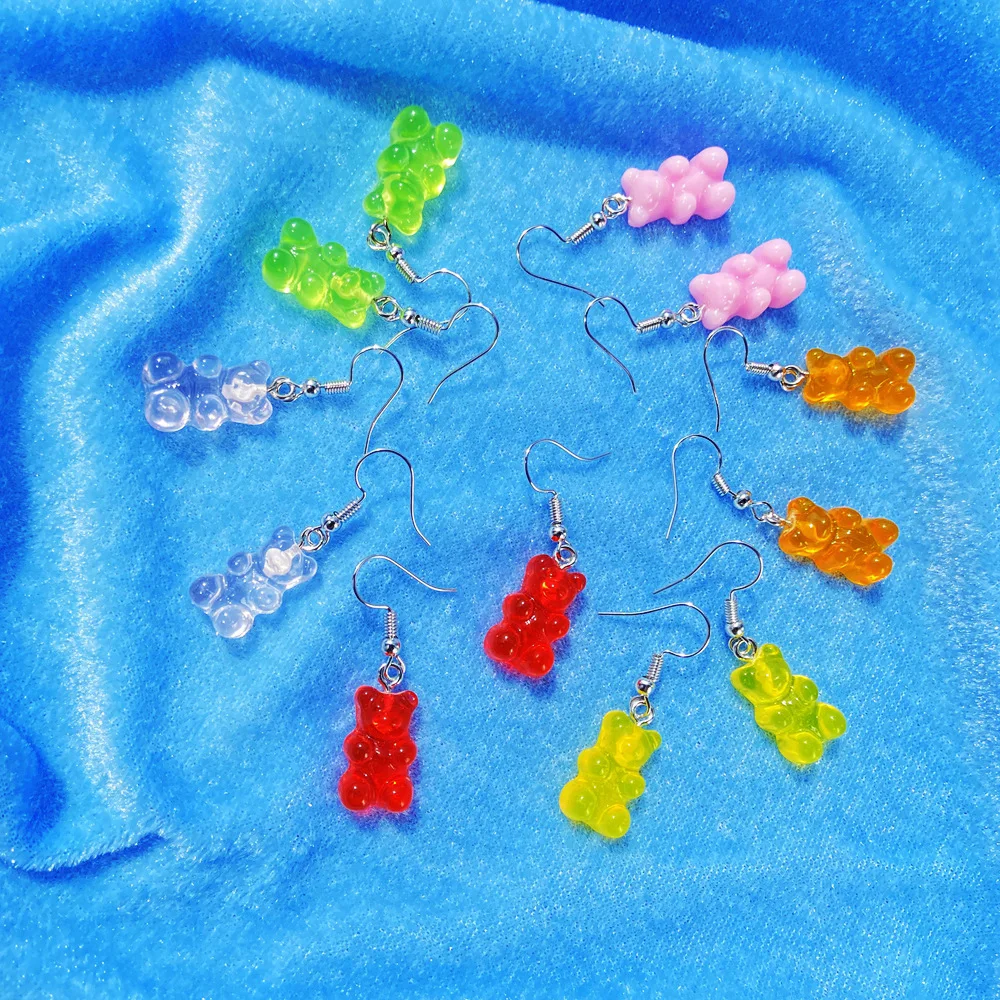 2021 nové módne transparentné candy farby Medveď Náušnice tvorivé retro jednoduché medveď lady náušnice, šperky, doplnky, veľkoobchod 4