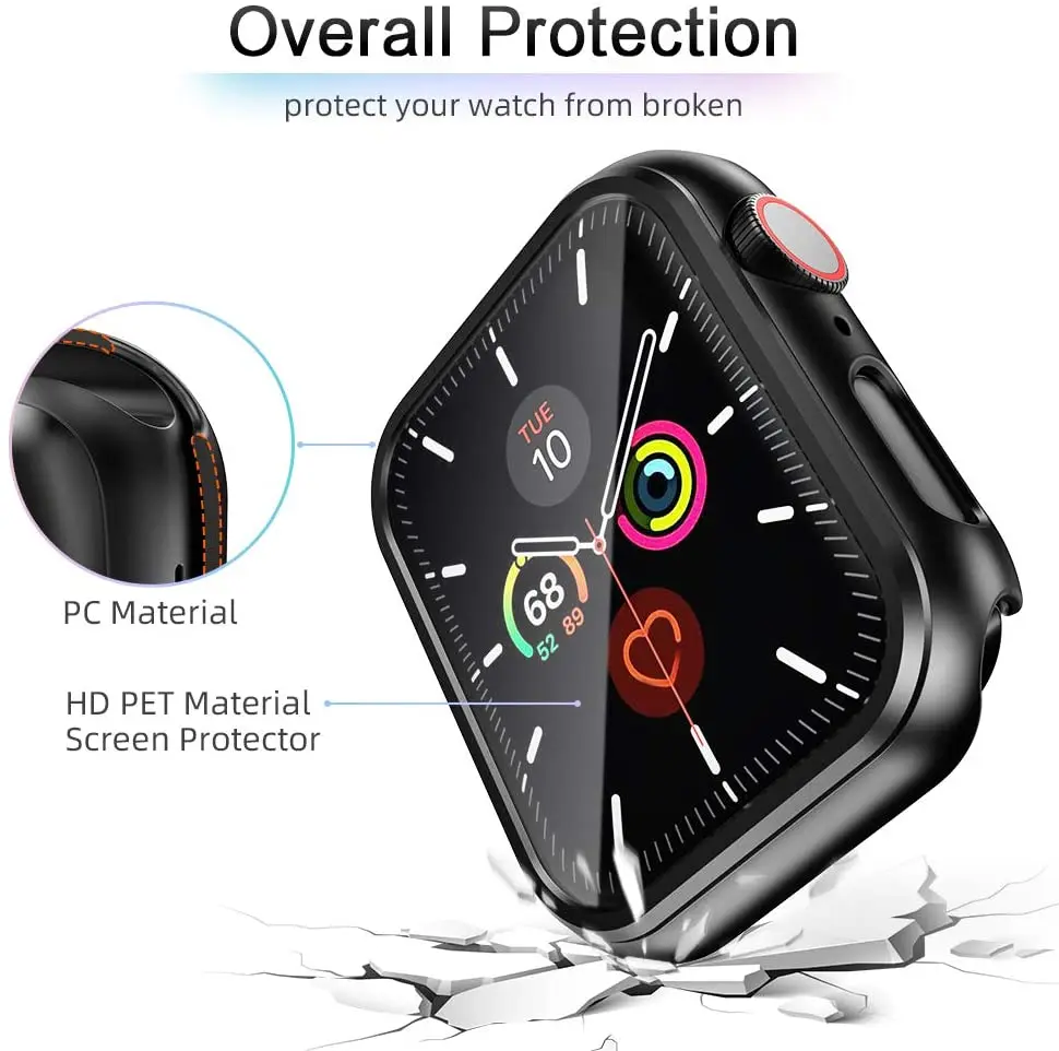 Glas + Kryt Voor Apple Horloge Prípade 44 mm 40 mm Iwatch 42Mm 38Mm Screen Protector + Nárazníka príslušenstvo Voor Apple Horloge Serie 0