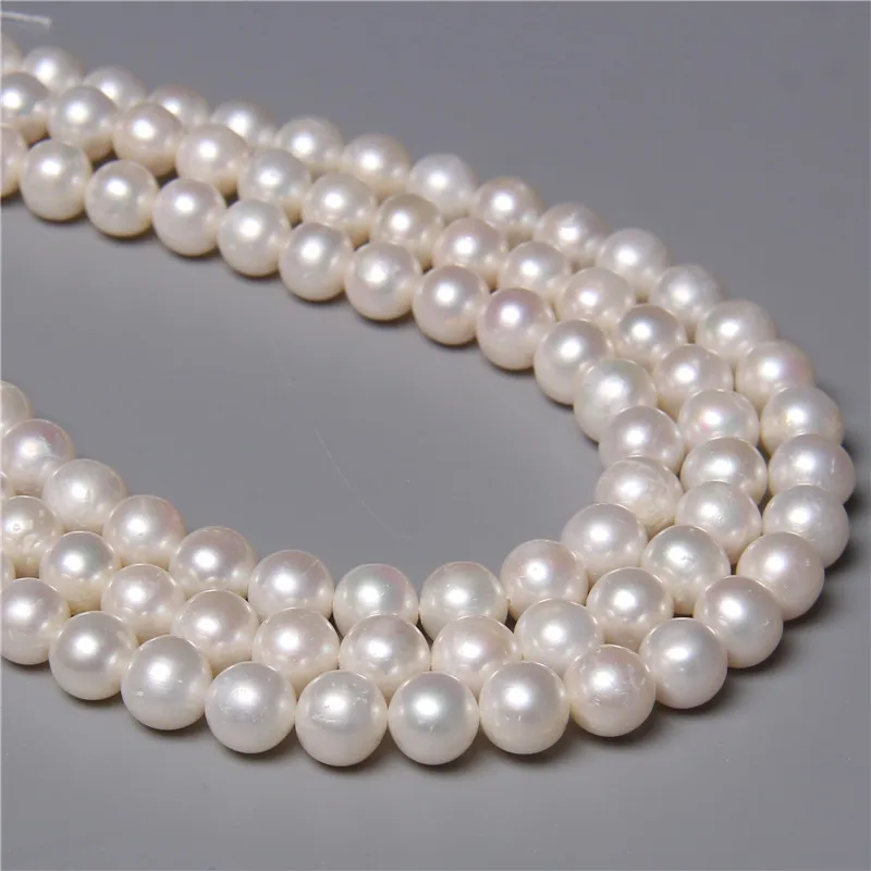 Jemný Elegantný AA Prírodné Sladkovodné Perly Biele Okrúhle Korálky Voľné Perly Pre Šperky, Takže DIY Náramok, Náhrdelník 8-9mm 14