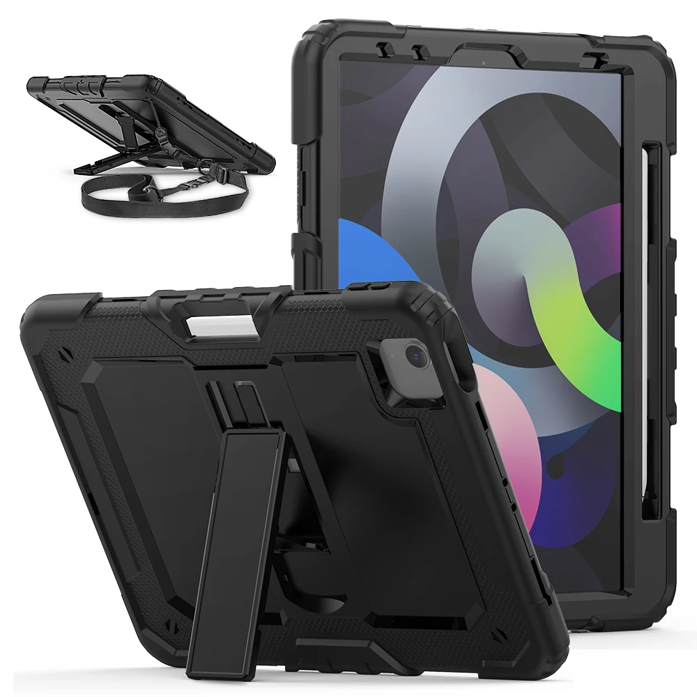 Ochranný Kryt Tablet Case for ipad Vzduchu 4 prípade 2020 10.9 palcový Mäkké Silikónové Shockproof S Remienok na Krk & Vstavaný Stojan 5