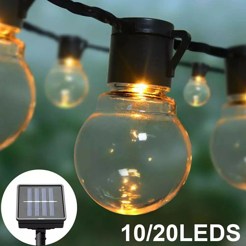10/20 Ks Solárny LED Žiarovka Retro String Svetlá Vonkajšie Záhradné Letné Víla Lampa Terasa Atmosféru Dekorácie Svetla 2