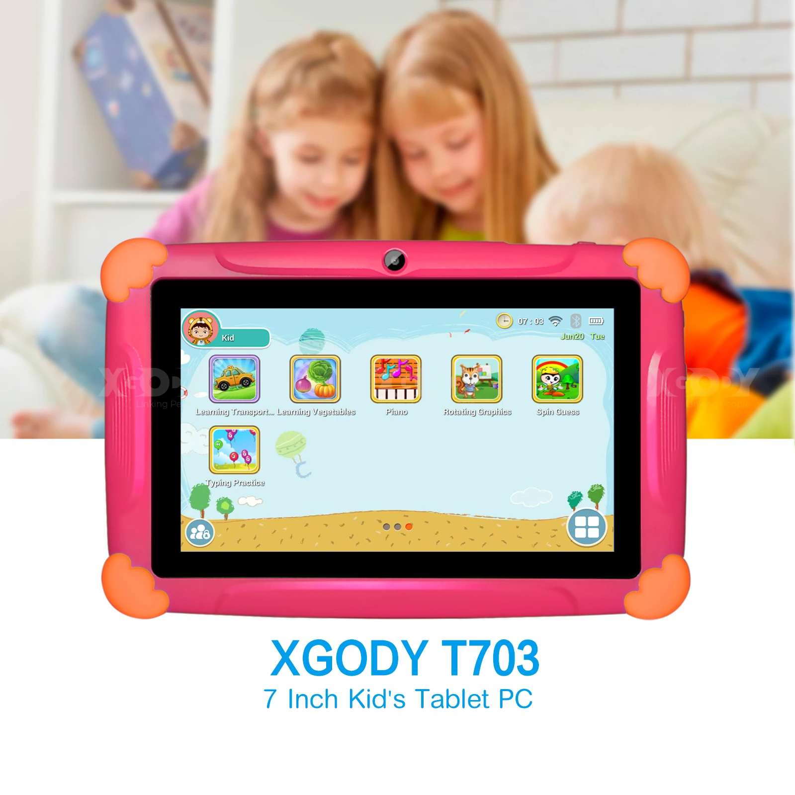 Deti Tablet pre Deti Android 8.1 Dotyk 7inch HD Pad s Silikónové puzdro USB nabíjanie Quad Core 1GB 16GB 3
