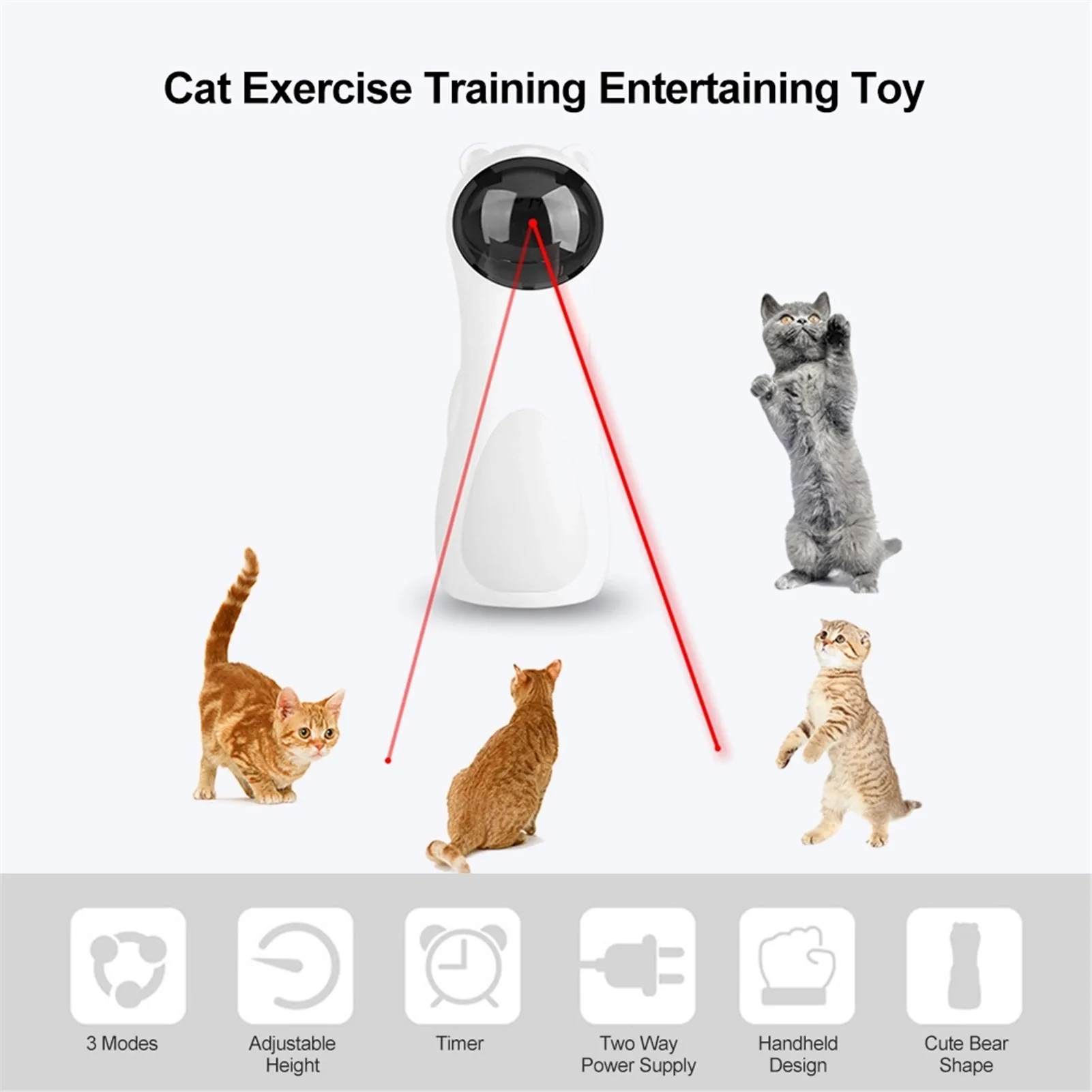 Automatické Mačka LED Laserové Hračky, Interaktívne Smart Provokujúcej Pet Zábavné Prenosné Hračka Multi-Uhol Mačka Výkon odbornej Prípravy Zábavná Hračka 1