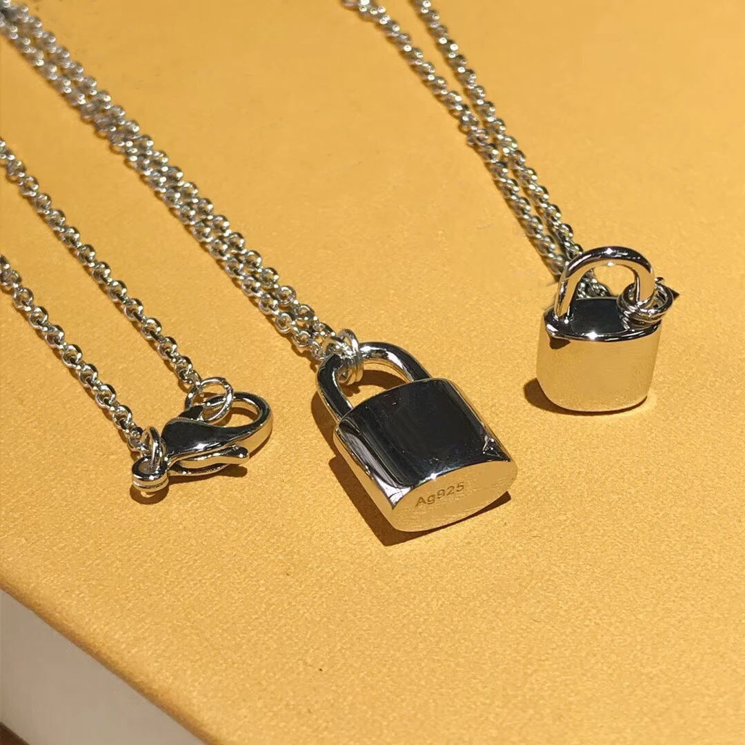 Klasické šperky mini zámok náhrdelník. Vyrobené z rýdzeho striebra 925. Pôvab ženy. Prázdninový darček 4