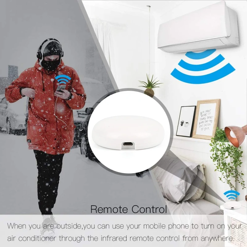 Inteligentný IR Diaľkové ovládanie WiFi Tuya Pre Smart Home Ovládanie Pre TV DVD AUD AC klimatizačné zariadenie Pracuje S Alexa Domovská stránka Google Univerzálne Biele 3