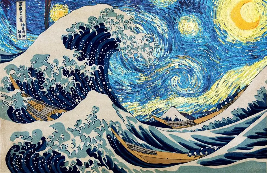 Vlastné Plátno Dekorácie Katsushika Hokusai Plagát Van Gogh Maľovanie Na Stenu, Samolepky Veľká Vlna Tapety Office Nástenná Maľba #2653# 3