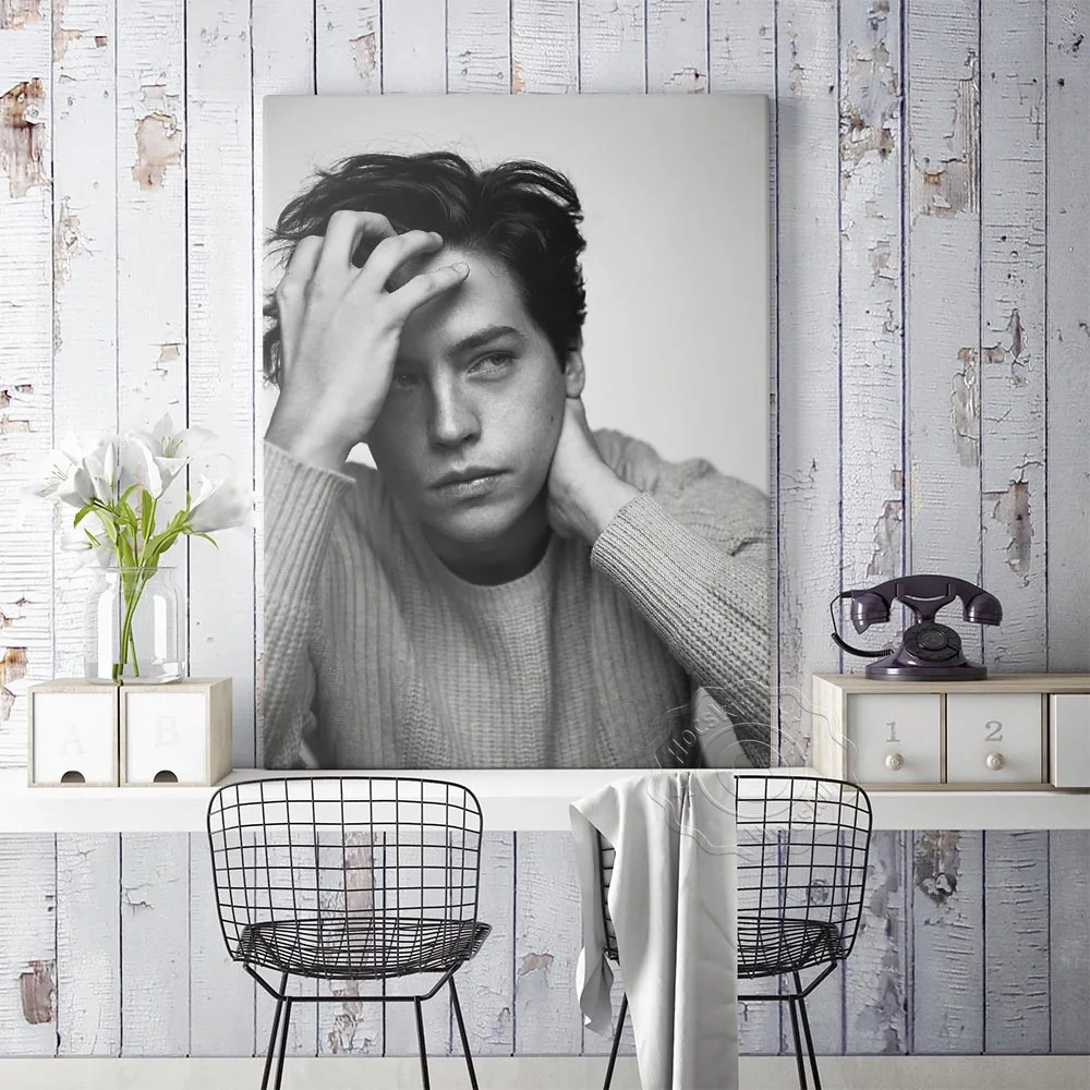 Cole Sprouse Filmová Hviezda Plagát Retro Móde Kryt Čierna Biela Plagáty Riverdale Wall Art Decor Cole Sprouse Tlač Samolepky Na Stenu 0