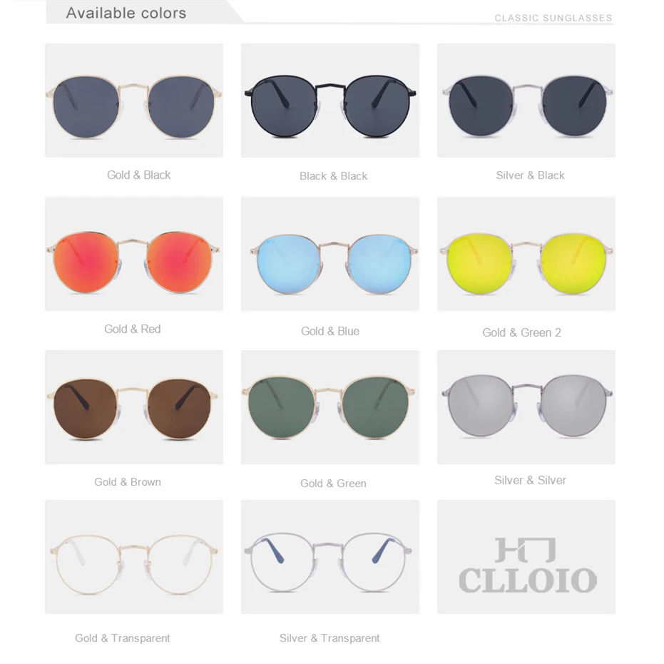 CLLOIO Okrúhle slnečné Okuliare pre Ženy Klasické Vintage Malý Kovový Rám Slnečné Okuliare pre Mužov Jazdy Unisex gafas de sol para hombre 0