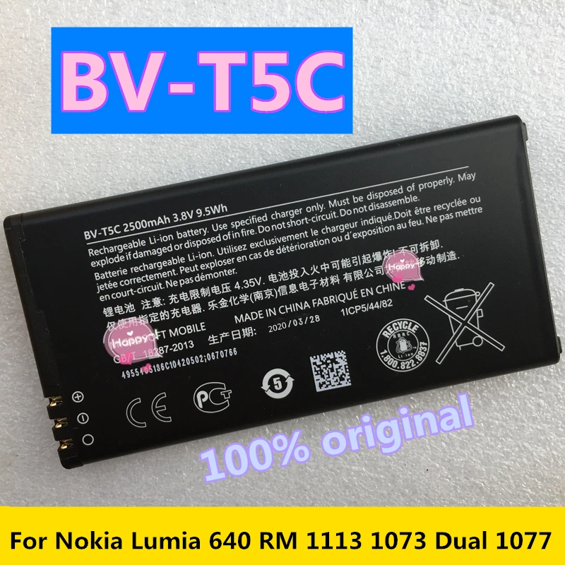 Originál Batéria BV-T5C Pre Nokia Lumia 640 RM 1113 1073 Dual 1077 BL-T5A Pre 550 730 735 738 RM1038 RM1040 BV-T5E 950 RM-1106 0