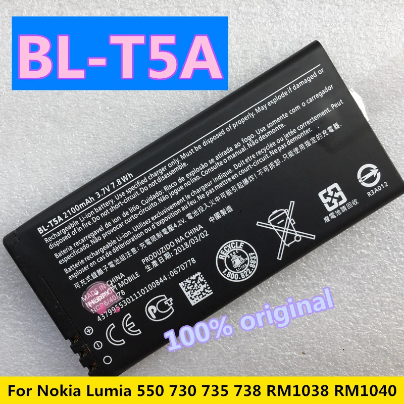 Originál Batéria BV-T5C Pre Nokia Lumia 640 RM 1113 1073 Dual 1077 BL-T5A Pre 550 730 735 738 RM1038 RM1040 BV-T5E 950 RM-1106 2