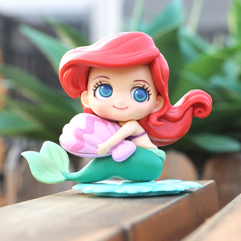 Disney 8cm Morská víla Princezná Cartoon Akcie Obrázok Anime Kolekcia Mini Figúrka bábika mini deti Hračka model pre dieťa dievča, darček 3