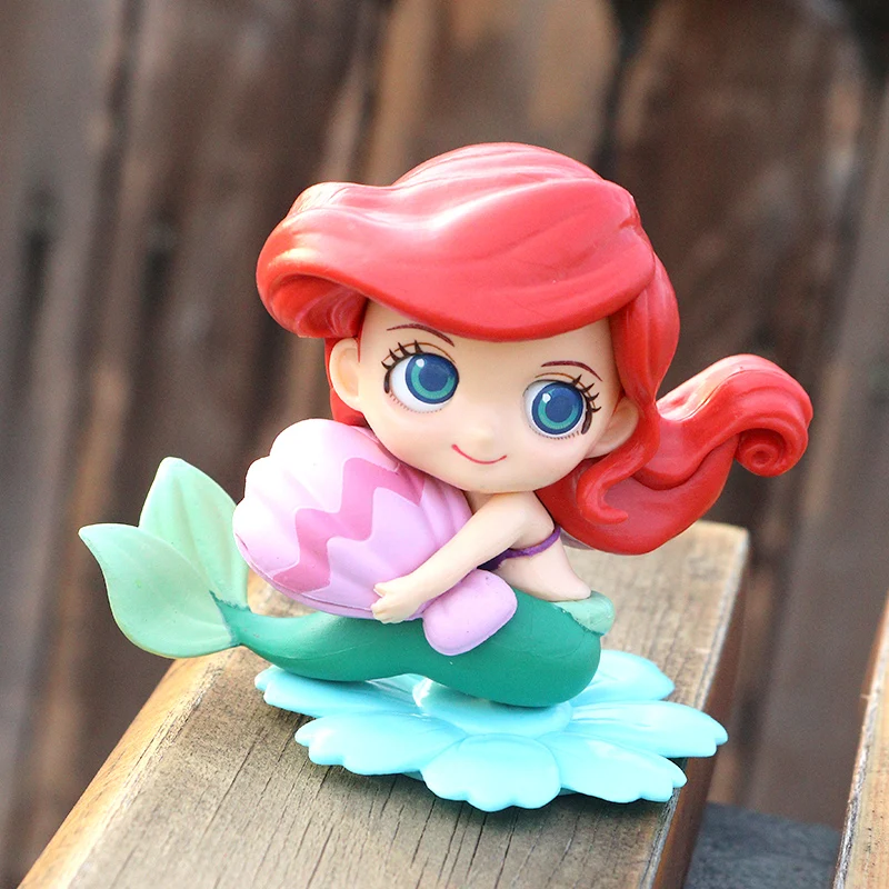 Disney 8cm Morská víla Princezná Cartoon Akcie Obrázok Anime Kolekcia Mini Figúrka bábika mini deti Hračka model pre dieťa dievča, darček 4