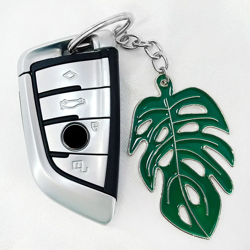 Módne Trendy Keychain Prívesok, Zelená a Čerstvé Mastné Leaf Zliatiny Materiálu Mužov a Žien Taška Keychain Duté Korytnačka List 3