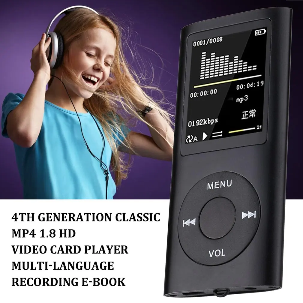 Mp4 1.8 Videa V Hd Kartu, Mp3, Mp4 Prehrávač Walkman Podpory Multi-Jazyk Nahrávanie E-Book Prenosné Walkman 2