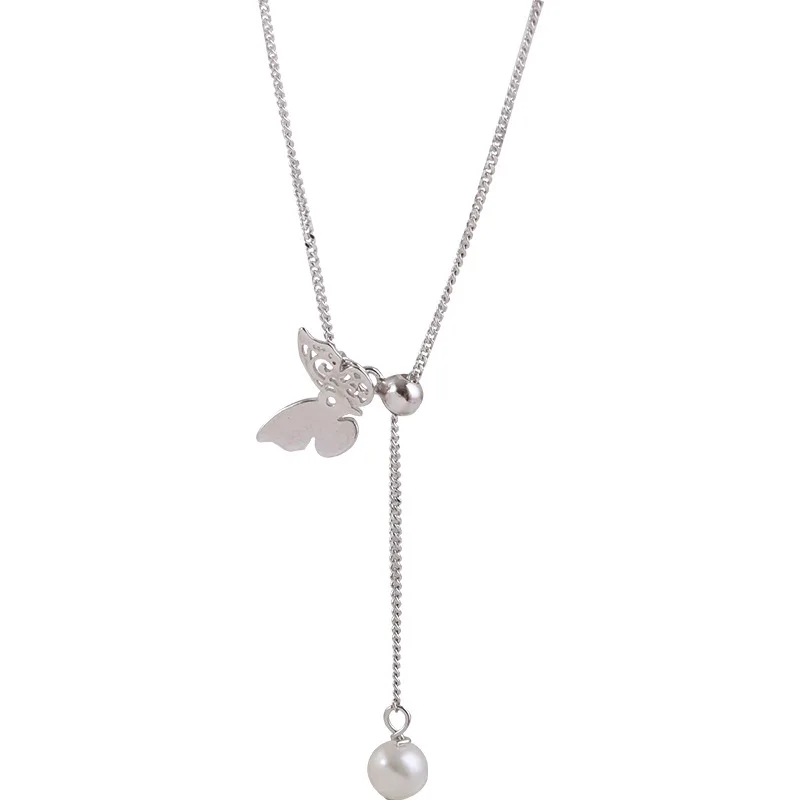 Nové Prišiel 925 Sterling Silver Motýľ Pearl Vytiahnuť Náhrdelník Osobnosť Ženy Prívesok Šperky Príslušenstvo Pre Strán 5