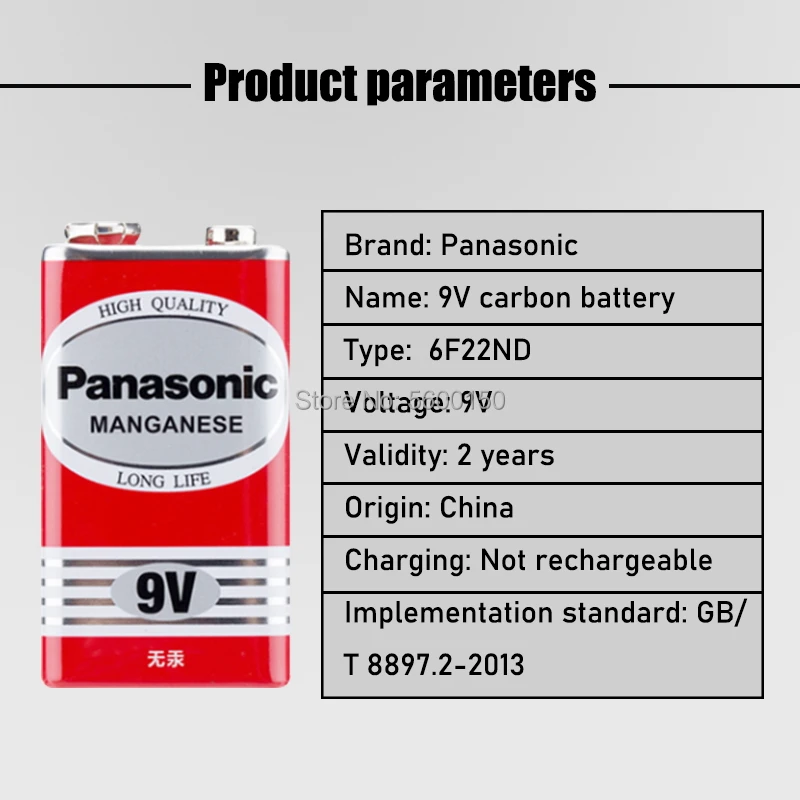 10Pcs Panasonic 9V Batéria 6F22 Super Heavy Duty Batérie Suché kontakty batérie ForInfrared Elektronický teplomer bezdrôtové mikrofóny 2
