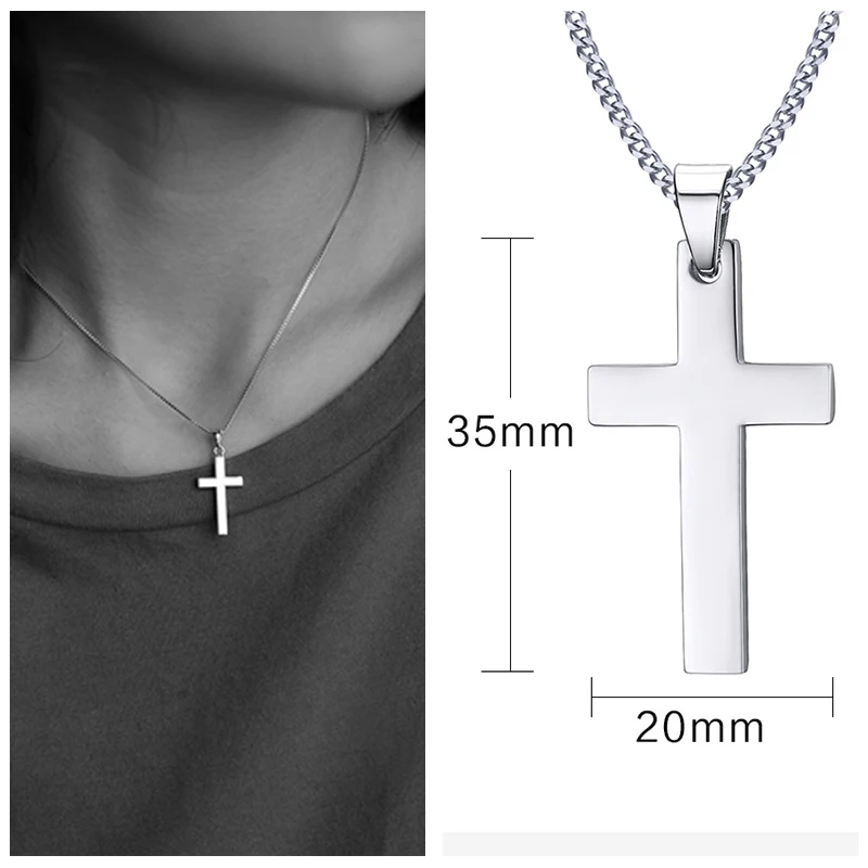 Vnox Jednoduché Nehrdzavejúcej Ocele Cross Prívesok Náhrdelníky pre Ženy, Modlitby, Náboženské Choker Golier Christian Darček Šperky 2