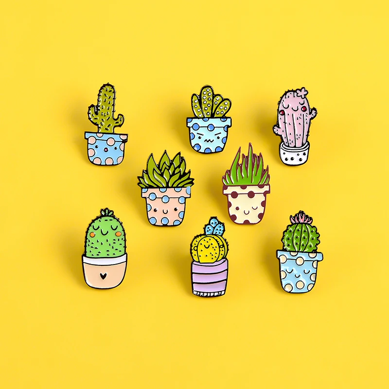 Črepníkové rastliny smalt Kolíky Cartoon krásne kaktus Aloe Odznaky, Brošne Oblečenie, Klobúk taška Preklopke Kolíky Šperky, darček pre ženy, deti 3