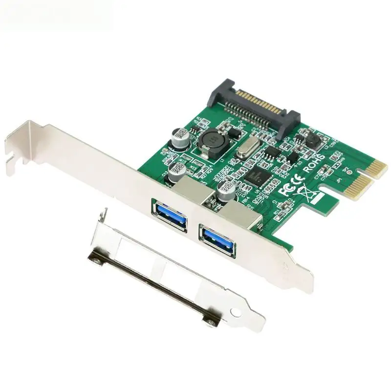 Super rýchlosť 15-Pin Sata Konektor PCI Express Card x1 s USB 3.0 Typ A 2 Porty 0