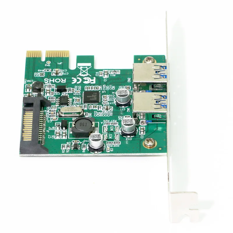 Super rýchlosť 15-Pin Sata Konektor PCI Express Card x1 s USB 3.0 Typ A 2 Porty 1